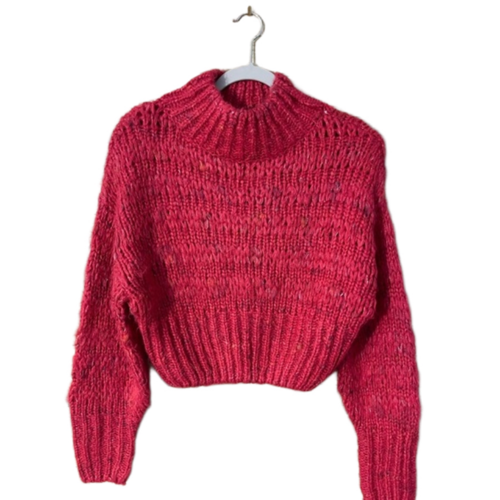 Urban Outfitters Women’s Pink Knit Cropped Sweater Size: Medium